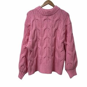 POL Womens Chunky Knit Oversized Sweater Size L Blush Pink Cozy Barbiecore‎